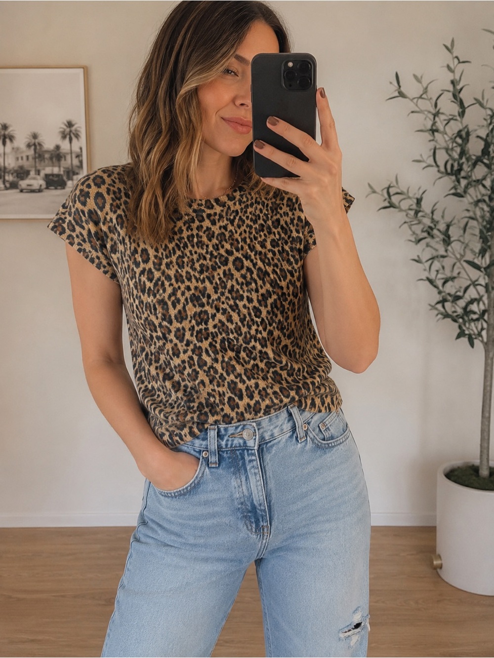 Morgan Taylor 100% Cashmere Leopard Print Sweater Top Medium